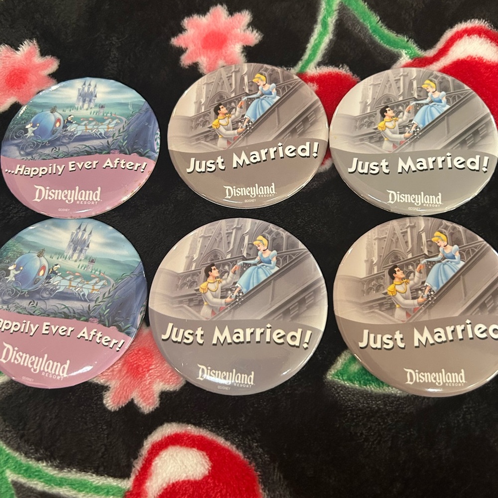 Disneyland Just Married and Happily Ever After Buttons